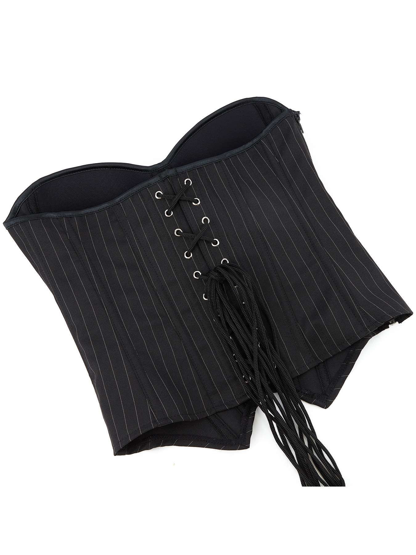 Elegant Striped  Corset Top for Women Vintage Lace Up Boned Strapless